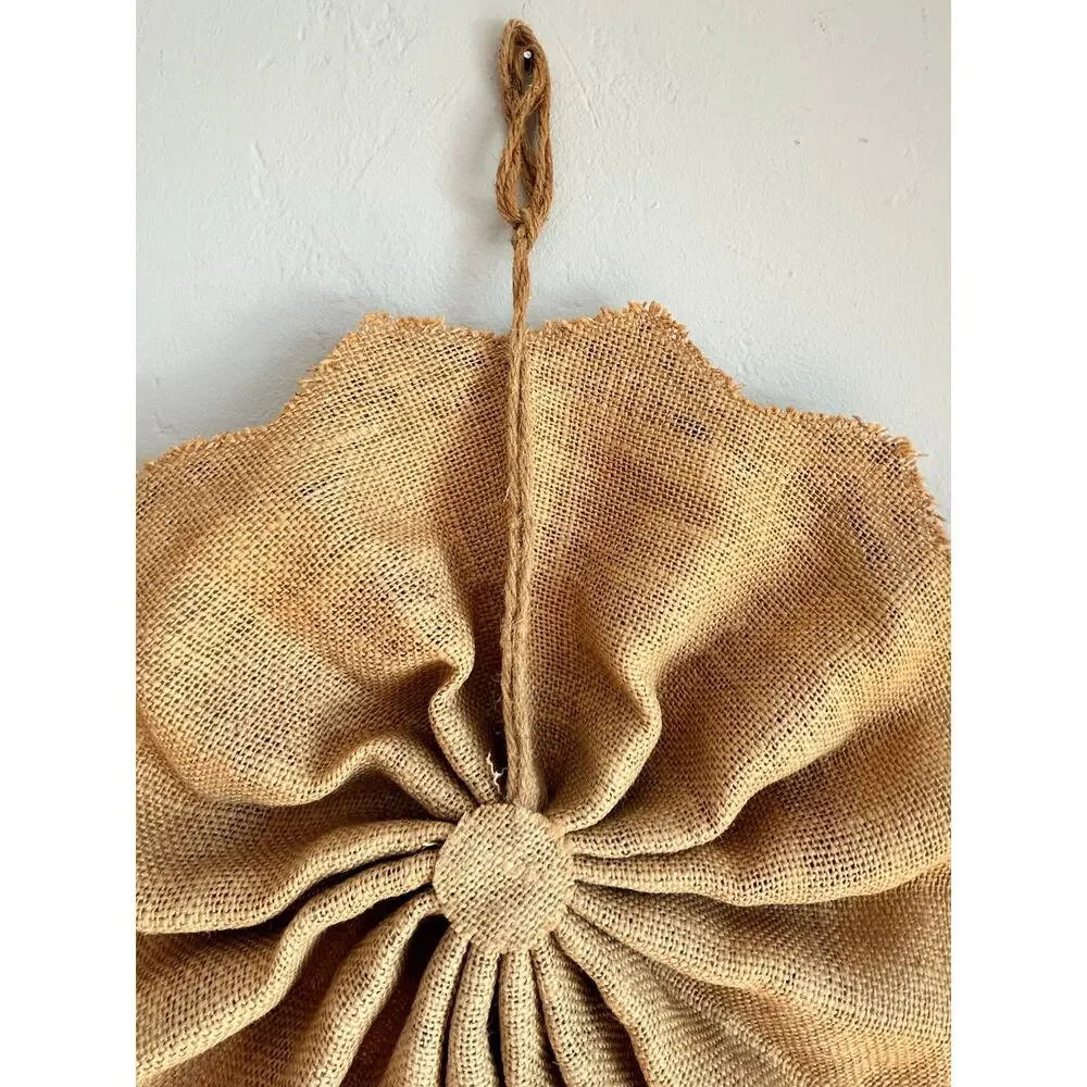 Vintage Burlap Pinwheel Wreath, Handmade Folded Fabric Rosette